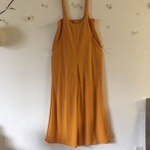 Wide leg pant suspender outfit